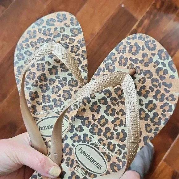 Havaianas Cheetah Leopard Flip Flop Thong Sandals Women’s size 11/12 - Picture 8 of 10